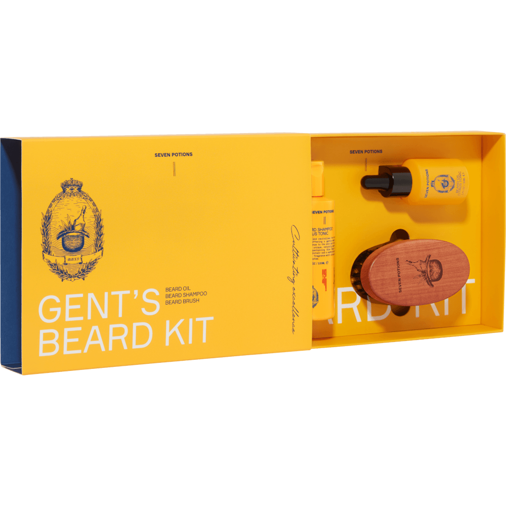 Seven Potions – Beard Grooming Set (Beard Shampoo + Beard Oil + Firm Beard Brush)
