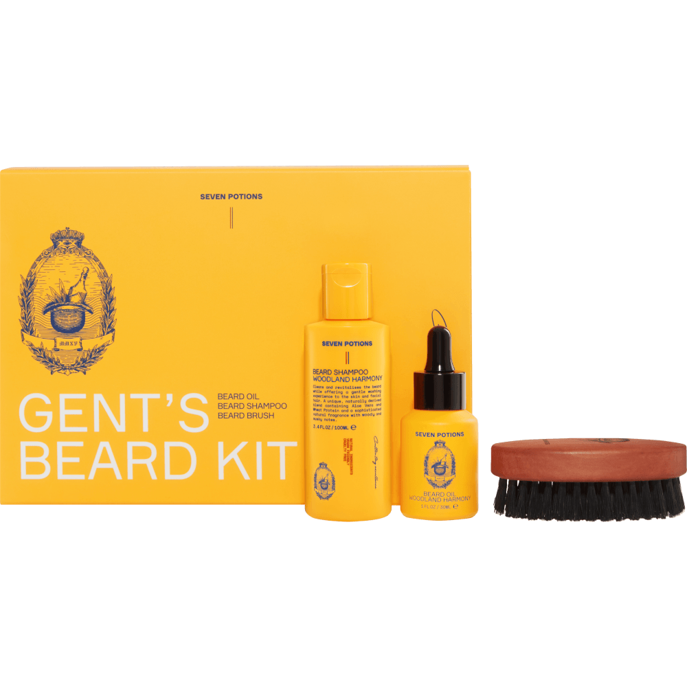 Seven Potions – Beard Grooming Set (Beard Shampoo + Beard Oil + Firm Beard Brush)