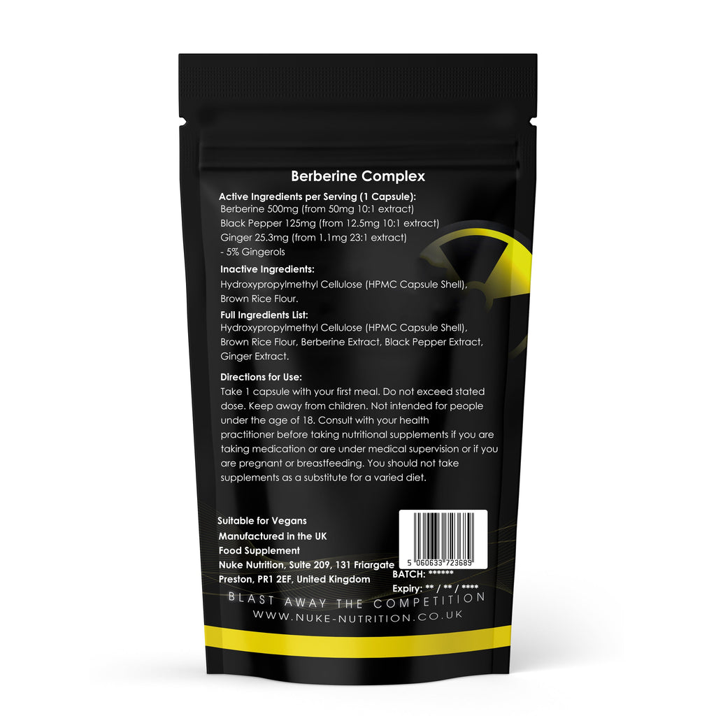 Nuke Nutrition — Berberine Complex | 500mg Berberine + Black Pepper + Ginger