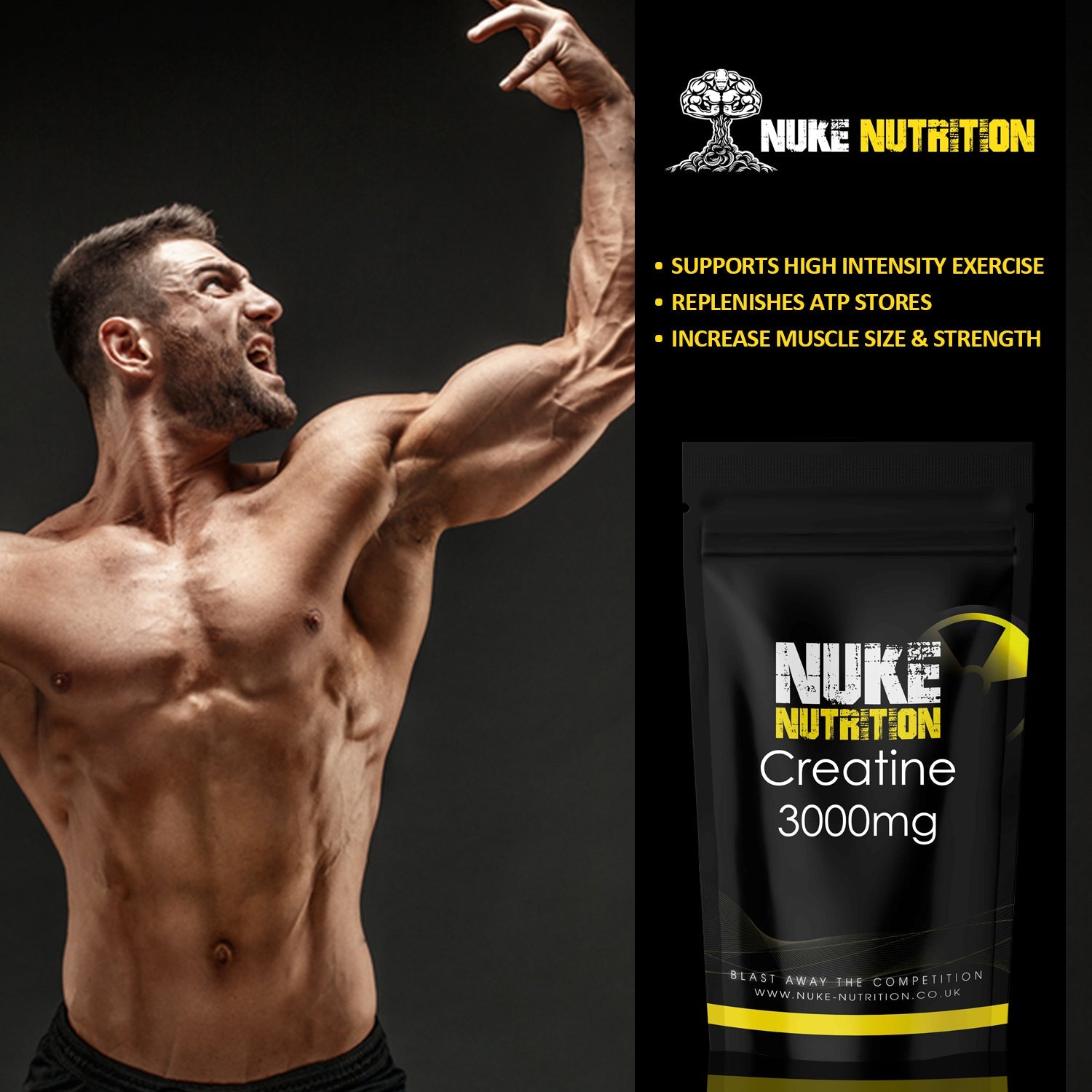 Nuke Nutrition — Creatine Monohydrate Capsules (3000mg serving)