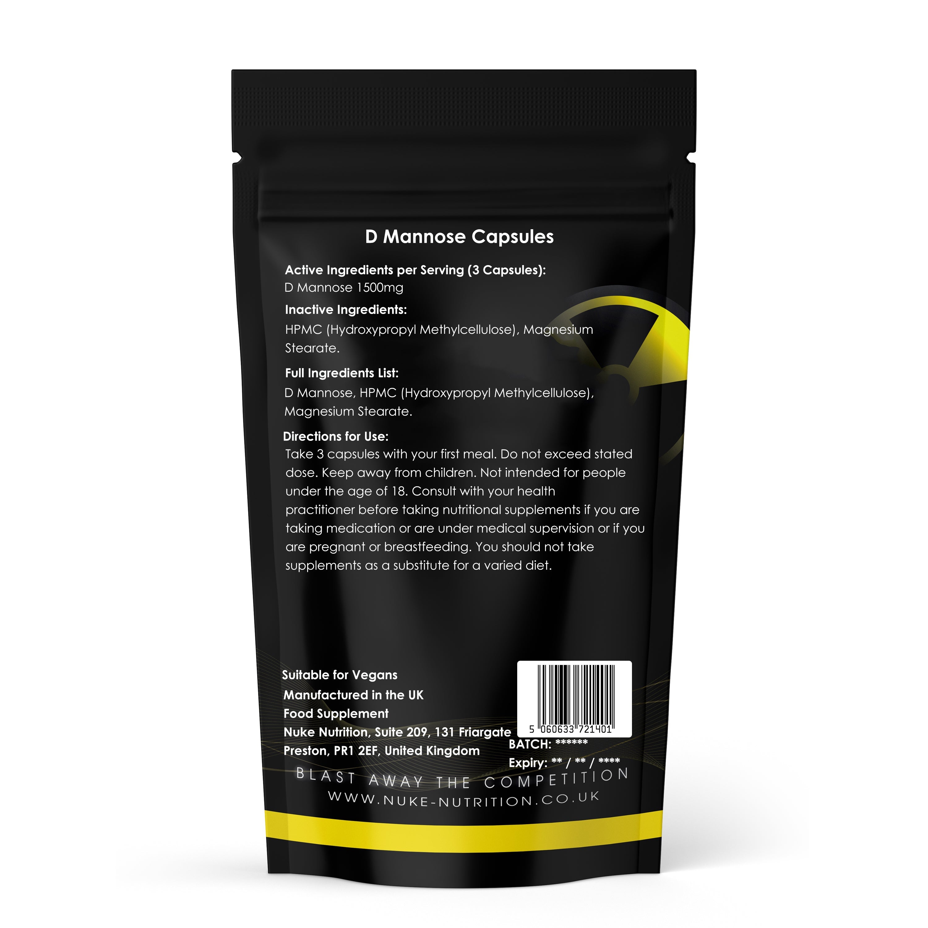 Nuke Nutrition — D-Mannose Capsules | 1500mg Daily Dose