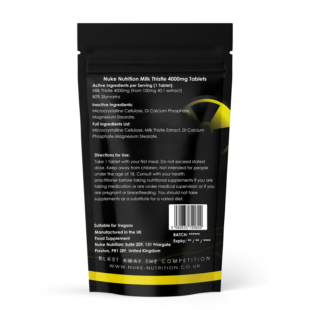 Nuke Nutrition — Milk Thistle Extract 4000mg Tablets (80% Silymarins)