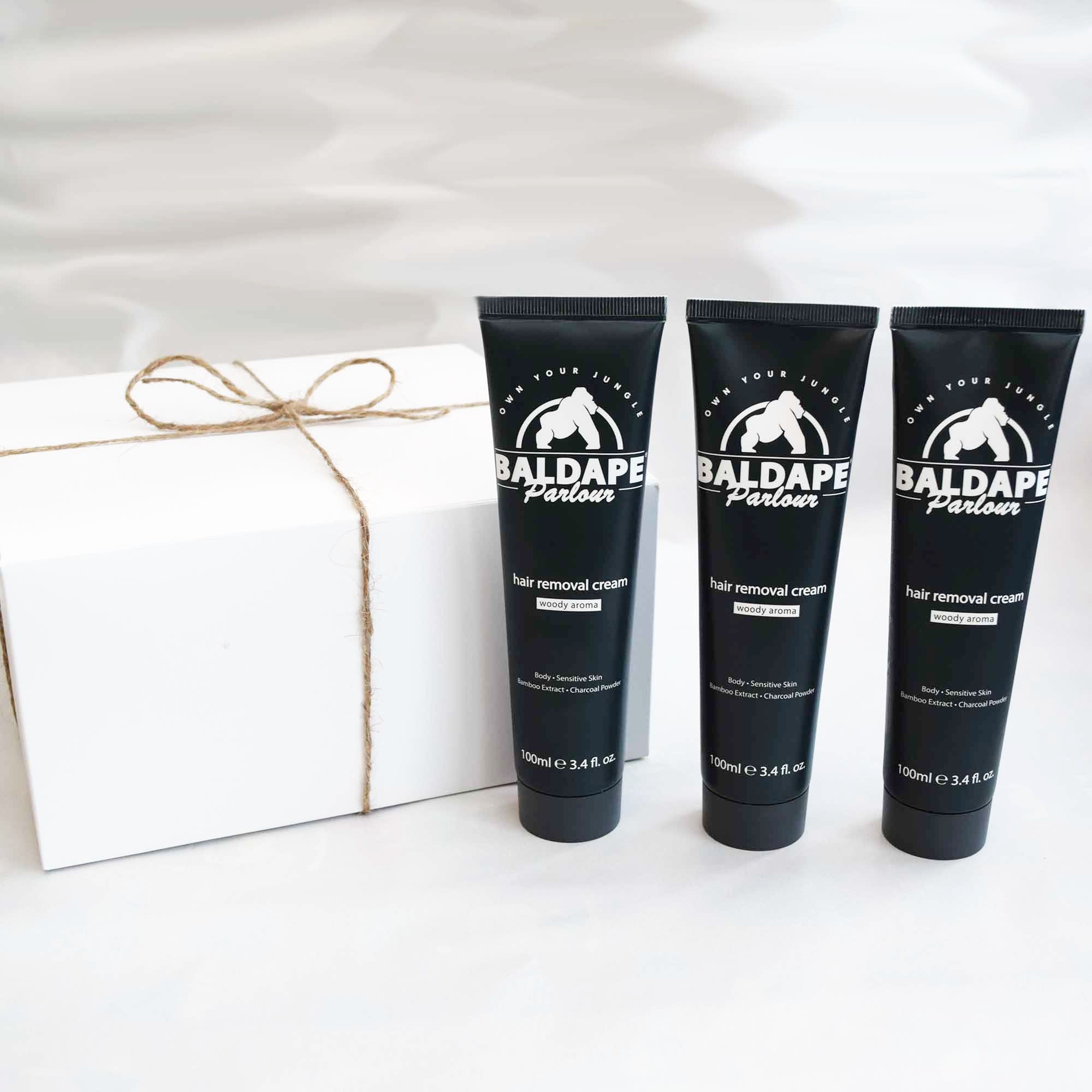 Baldape Parlour – Body Hair Care Trio Set (3 × Charcoal Hair Removal Cream)