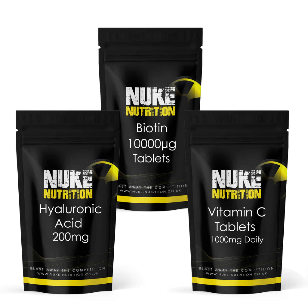 Nuke Nutrition — Hair & Skin Care Bundle (Hyaluronic Acid + Biotin + Vitamin C)
