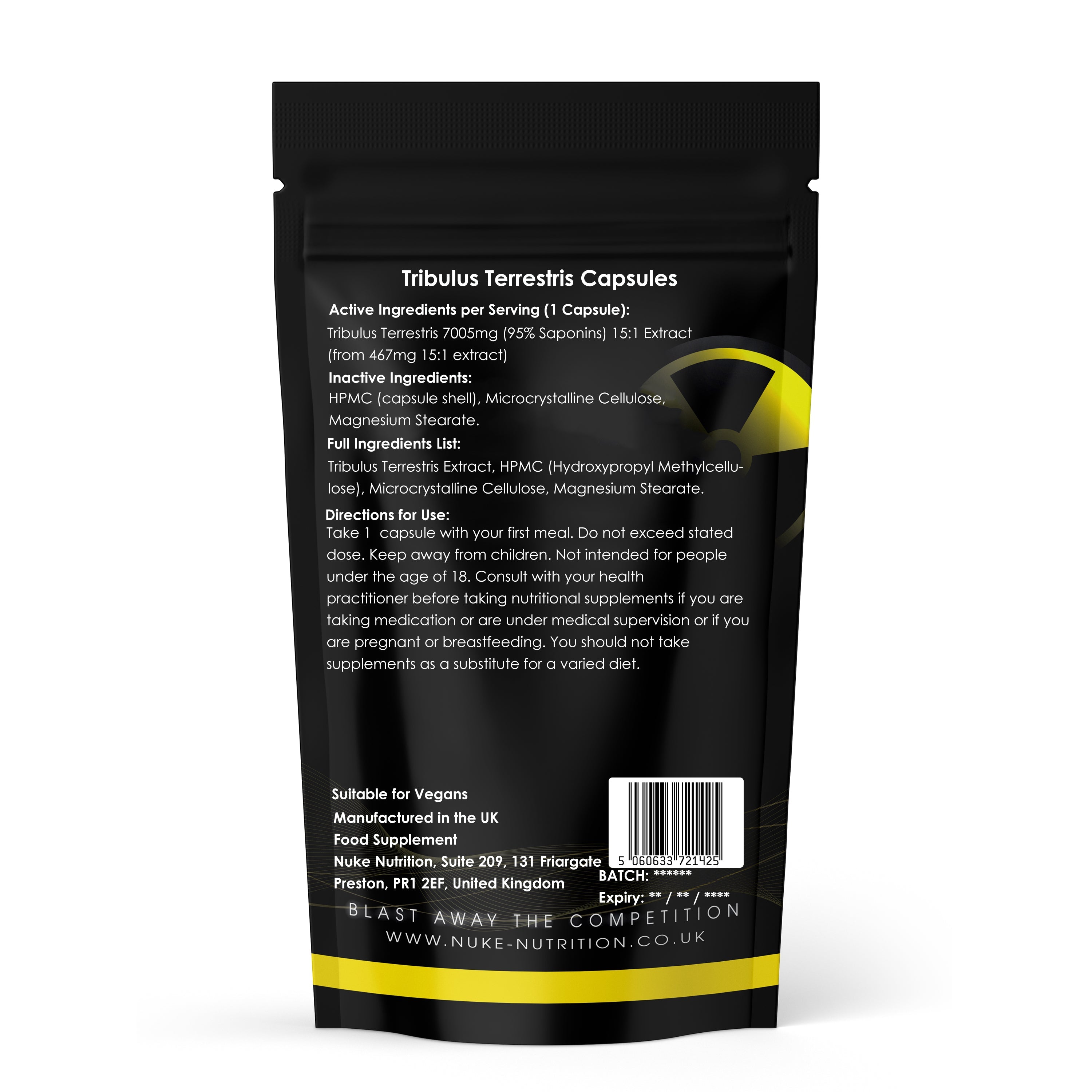 Nuke Nutrition — Tribulus Terrestris Capsules (High-Strength Herbal Extract)