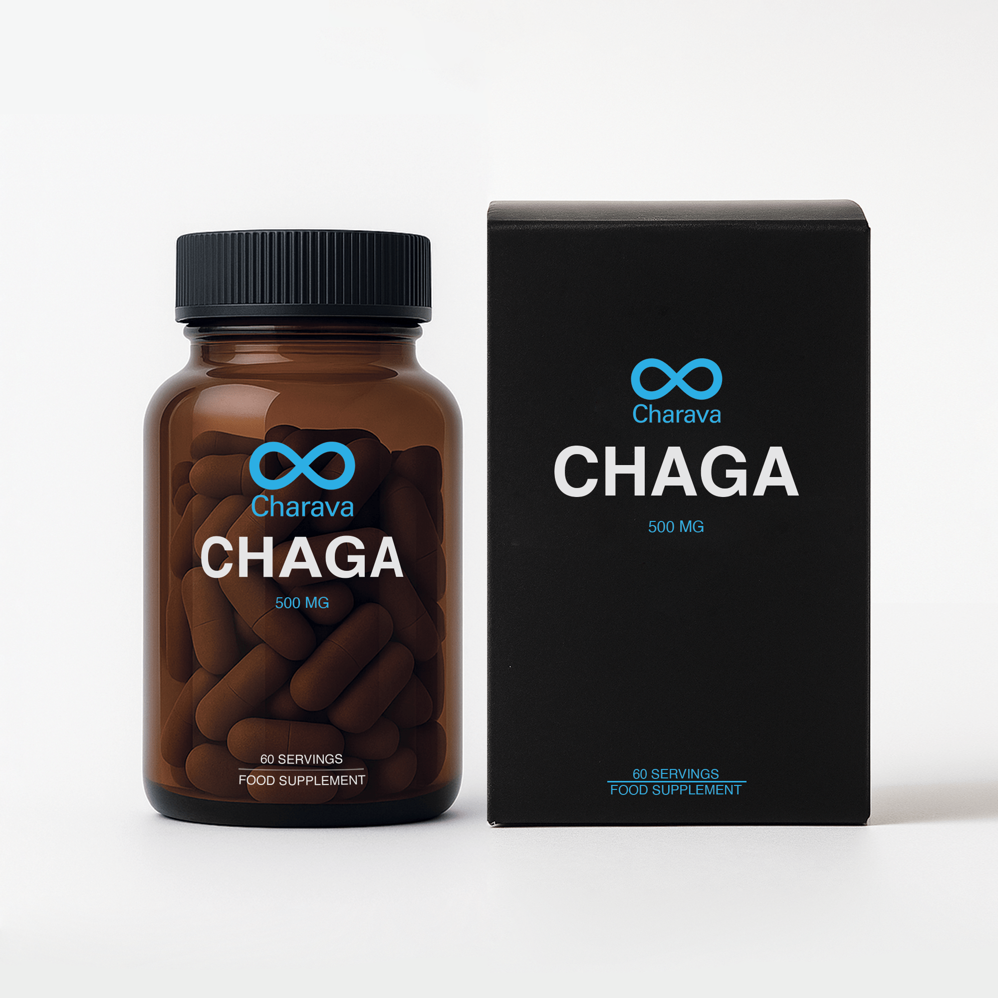 Charava UK — Chaga 500mg (Inonotus obliquus) Capsules