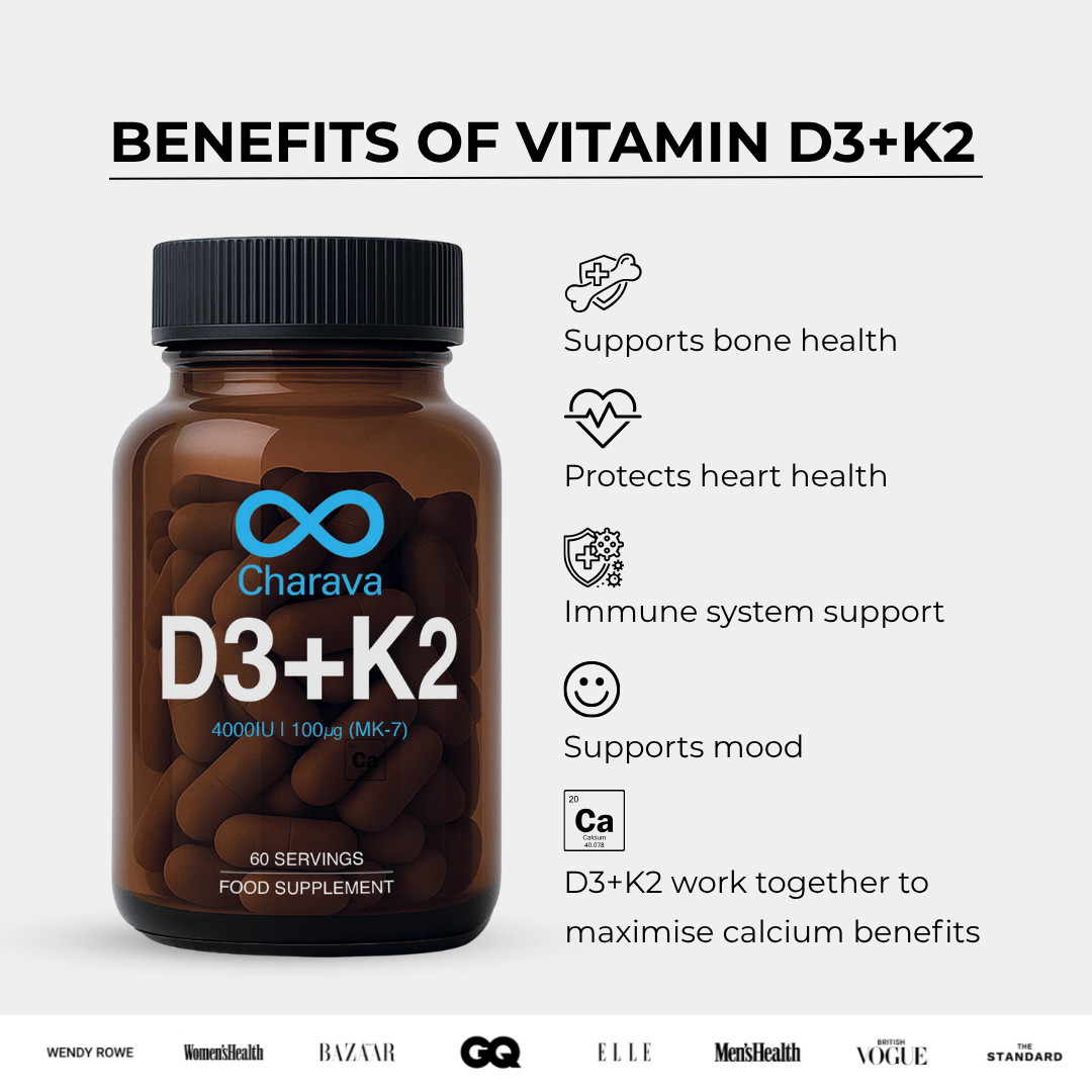 Charava UK — Vitamin D3 + K2 (MK-7) Capsules
