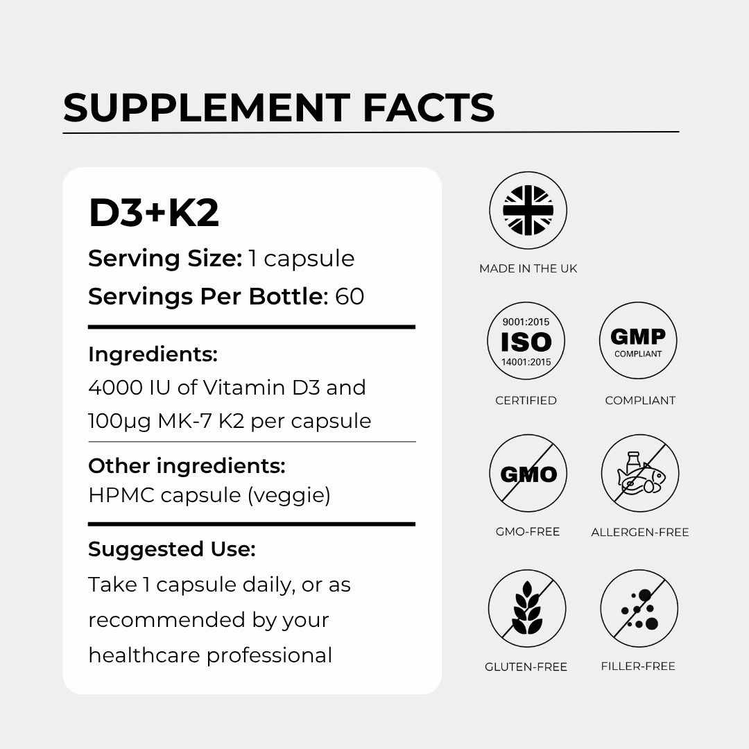 Charava UK — Vitamin D3 + K2 (MK-7) Capsules