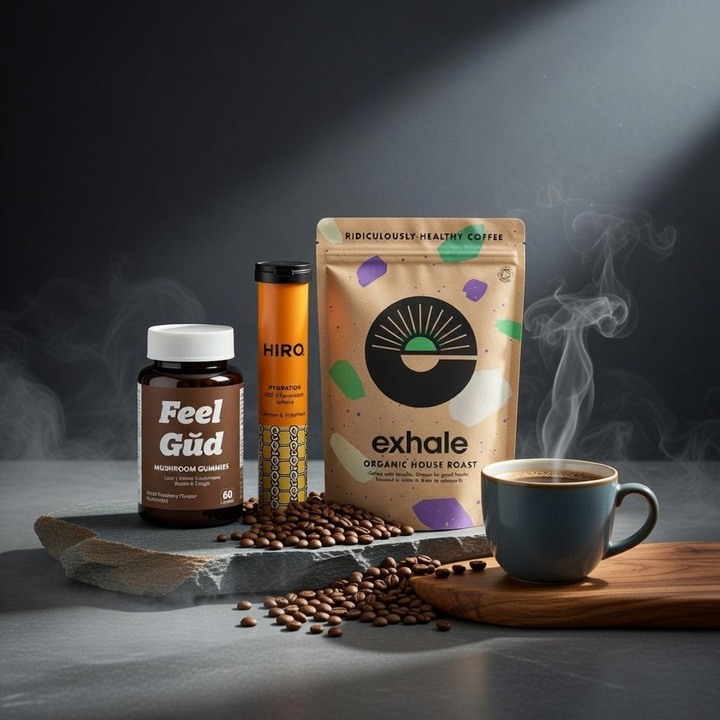Morning Hustle Ritual - Premium Bundle "Lemon & Elderflower - Hiro Hydration & Exhale Organic Coffee — House Roast (Flagship)