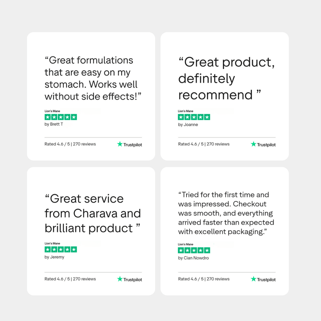 Charava UK — Lion’s Mane 500mg Capsules (Hericium erinaceus)