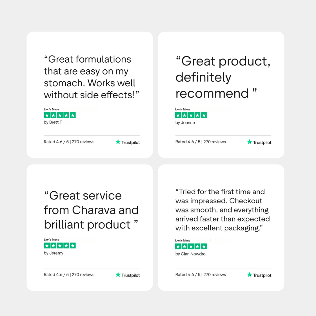 Charava UK — Lion’s Mane 500mg Capsules (Hericium erinaceus)