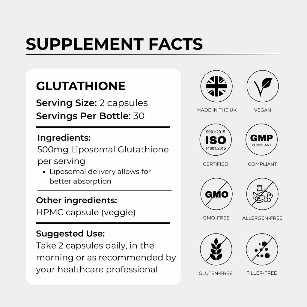 Charava UK — L-Glutathione 500mg (Liposomal) Capsules
