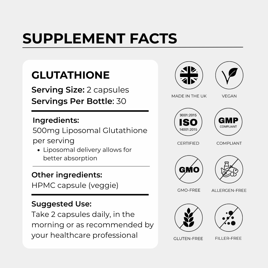 Charava UK — L-Glutathione 500mg (Liposomal) Capsules