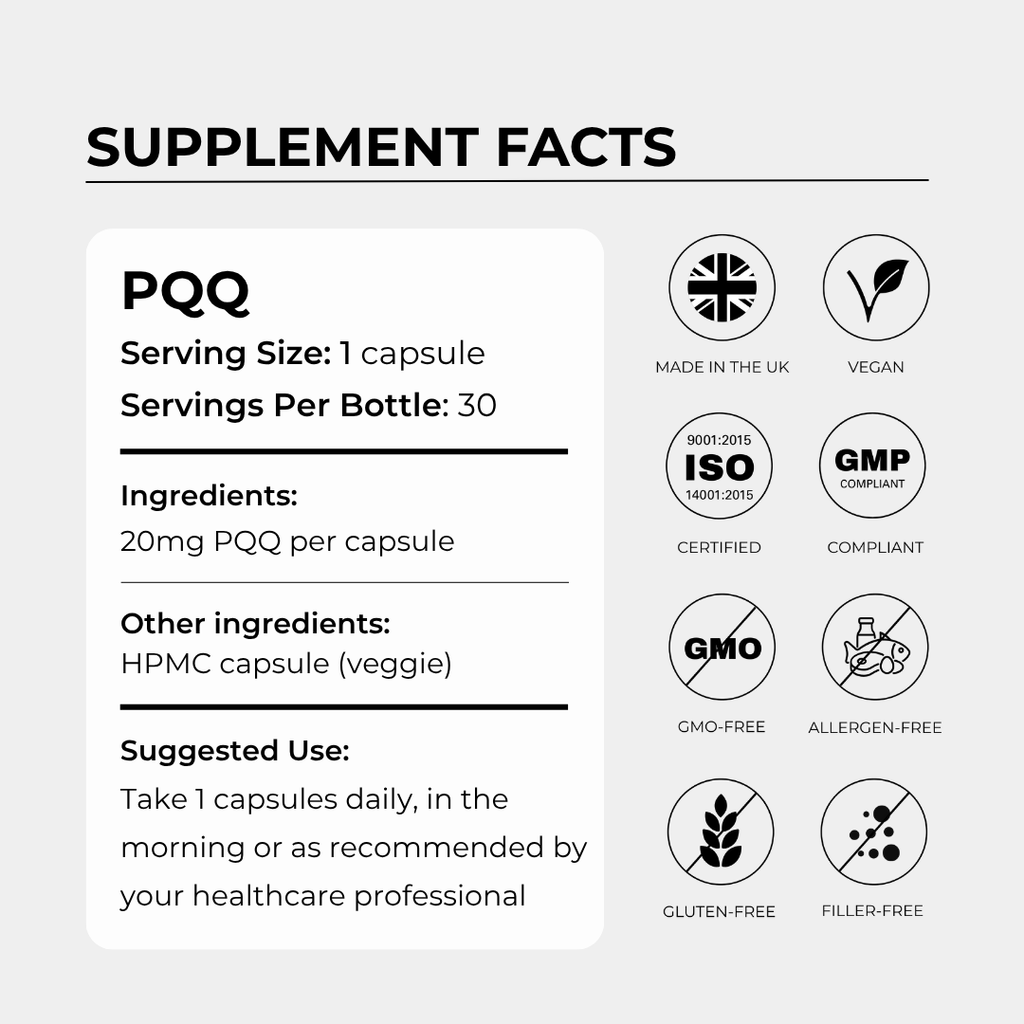 Charava UK — PQQ 20mg Capsules (Pyrroloquinoline Quinone)
