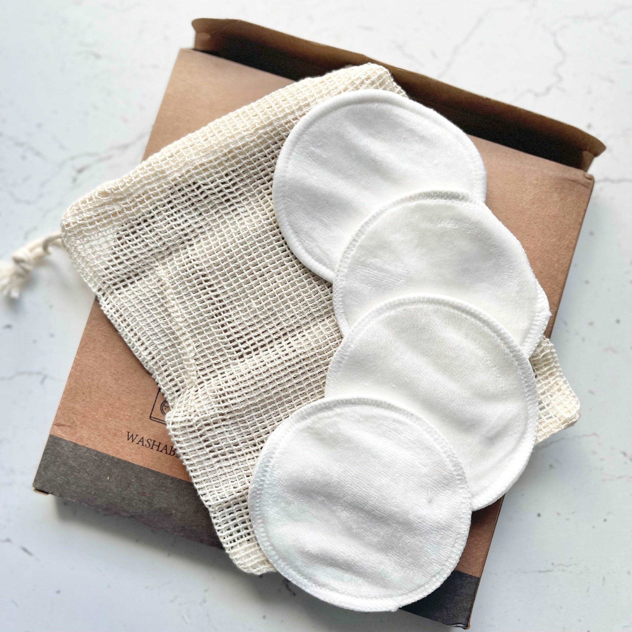 White Rabbit - Re-useable Eco Friendly Bamboo Makeup Remover Pads - 12 pack with bag